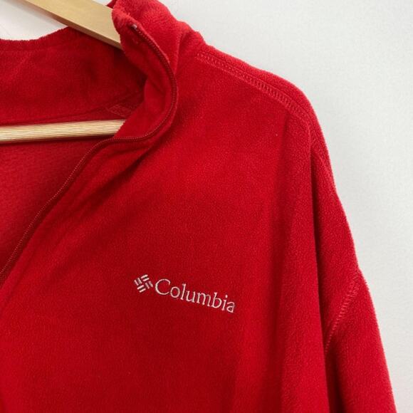 Columbia Red Quarter Zip Pullover Long Sleeve Fleece Men's Size Large L - Picture 3 of 6